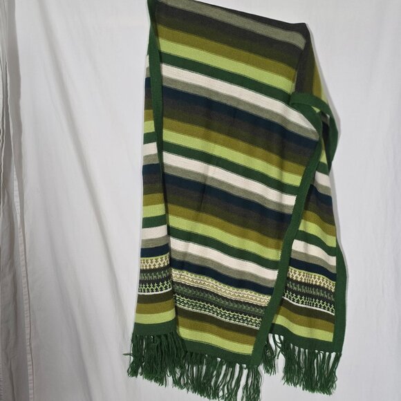 Inka Traditions Baby Alpaca Hand Made in Peru Oversized Scarf Green White 24x64 - Picture 3 of 4